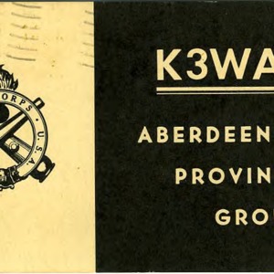 QSL Card from K3WAS, Aberdeen Proving Ground, Md., to W4ATC, NC State Student Amateur Radio