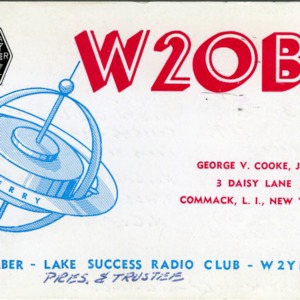 QSL Card from W2OBU, Commack, N.Y., to W4ATC, NC State Student Amateur Radio