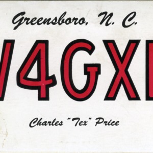 QSL Card from W4GXB, Greensboro, N.C., to W4ATC, NC State Student Amateur Radio