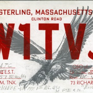 QSL Card from W1TVJ, Sterling, Mass., to W4ATC, NC State Student Amateur Radio