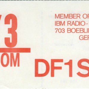 QSL Card from DF1SD, Boeblingen, Germany, to W4ATC, NC State Student Amateur Radio