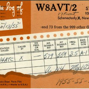 QSL Card from W8AVT/2, Schenectady, N.Y., to W4ATC, NC State Student Amateur Radio