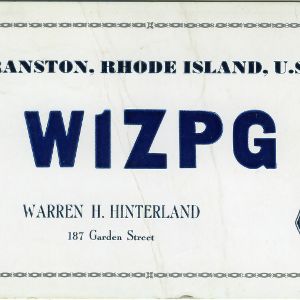 QSL Card from W1ZPG, Cranston, R.I., to W4ATC, NC State Student Amateur Radio