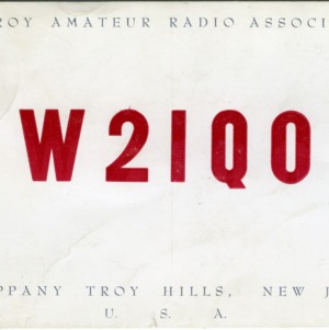 QSL Card from W2IQO, Parsippany Troy Hills, N.J., to W4ATC, NC State Student Amateur Radio