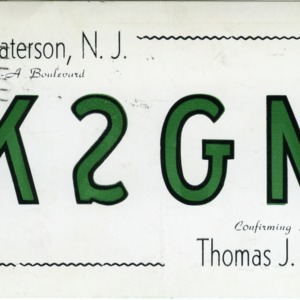 QSL Card from K2GN, East Paterson, N.J., to W4ATC, NC State Student Amateur Radio