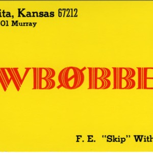 QSL Card from WB0BBE, Wichita, Kans., to W4ATC, NC State Student Amateur Radio