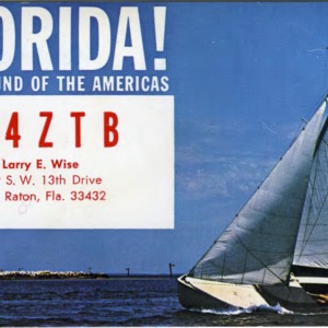 QSL Card from W4ZTB, Boca Raton, Fla., to W4ATC, NC State Student Amateur Radio
