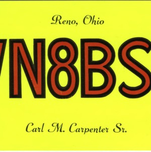QSL Card from WN8BSB, Reno, Ohio, to W4ATC, NC State Student Amateur Radio