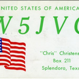 QSL Card from W5JVC, Splendora, Tex., to W4ATC, NC State Student Amateur Radio