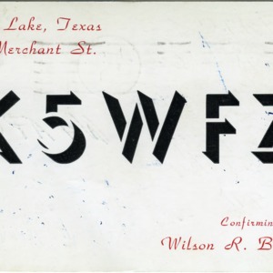 QSL Card from K5WFZ, Sour Lake, Tex., to W4ATC, NC State Student Amateur Radio