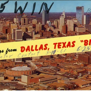 QSL Card from K5WIN, Dallas, Tex., to W4ATC, NC State Student Amateur Radio