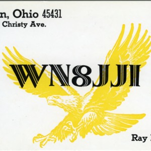 QSL Card from WN8JJI, Dayton, Ohio, to W4ATC, NC State Student Amateur Radio