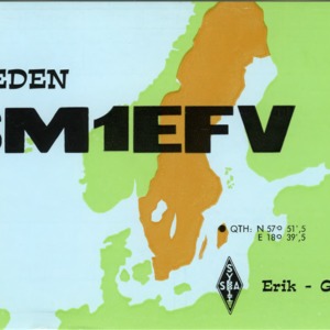 QSL Card from SM1EFV, Gotland, Sweden, to W4ATC, NC State Student Amateur Radio
