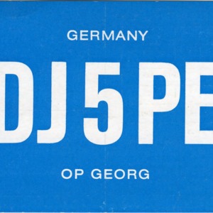 QSL Card from DJ5PE, Mettmann, Germany, to W4ATC, NC State Student Amateur Radio
