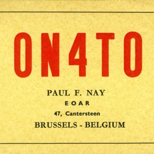 QSL Card from ON4TO, Brussels, Belgium, to W4ATC, NC State Student Amateur Radio