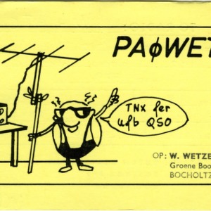 QSL Card from PA0WET, Bocholtz, Netherlands, to W4ATC, NC State Student Amateur Radio