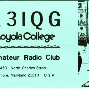 QSL Card from K3IQG, Baltimore, Md., to W4ATC, NC State Student Amateur Radio