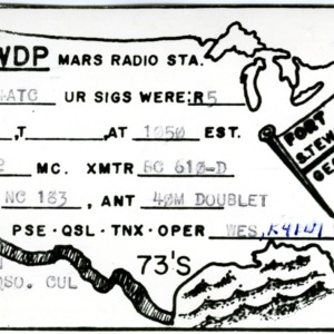 QSL Card from K4WDP, Fort Stewart, Ga., to W4ATC, NC State Student Amateur Radio