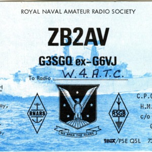 QSL Card from ZB2AV, Gibraltar, to W4ATC, NC State Student Amateur Radio