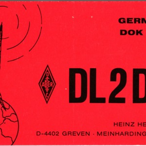 QSL Card from DL2DA, Greven, Germany, to W4ATC, NC State Student Amateur Radio