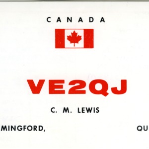 QSL Card from VE2QJ, Hemmingford, Canada, to W4ATC, NC State Student Amateur Radio