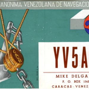 QSL Card from YV5AB, Caracas, Venezuela, to W4ATC, NC State Student Amateur Radio
