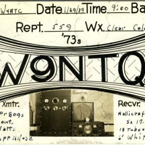 QSL Card from W9NTQ, Brookings, S.D., to W4ATC, NC State Student Amateur Radio
