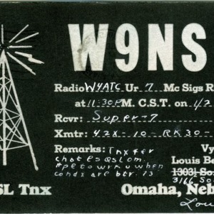 QSL Card from W9NSH, Omaha, Neb., to W4ATC, NC State Student Amateur Radio
