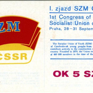 QSL Card from OK5SZM, Praha, Czechoslovakia, to W4ATC, NC State Student Amateur Radio
