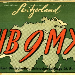 QSL Card from HB9MX, St. Gallen, Switzerland, to W4ATC, NC State Student Amateur Radio