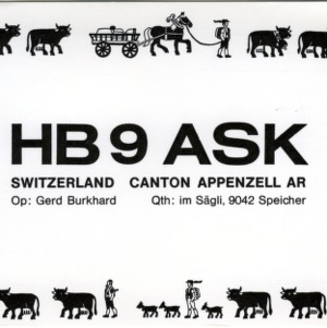 QSL Card from HB9ASK, Speicher, Swizerland, to W4ATC, NC State Student Amateur Radio