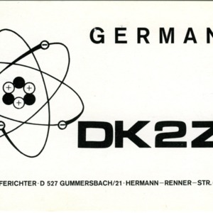 QSL Card from DK2ZT, Gummersbach, Germany, to W4ATC, NC State Student Amateur Radio