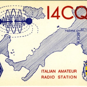 QSL Card from I4CQO, Parma, Italy, to W4ATC, NC State Student Amateur Radio