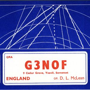 QSL Card from G3NOF, Cedar Grove, England, to W4ATC, NC State Student Amateur Radio