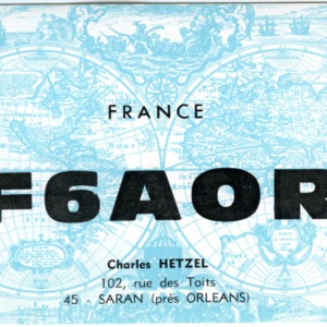QSL Card from F6AOR, Saran, France, to W4ATC, NC State Student Amateur Radio