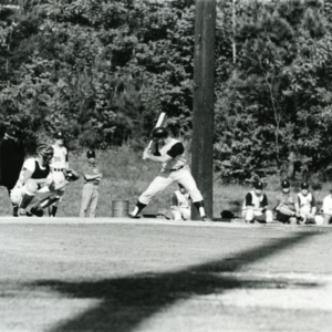 Baseball player at bat during a game