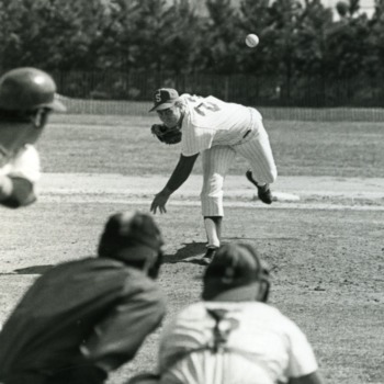 Mike Caldwell pitching during a baseball game