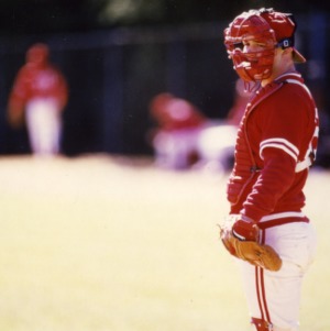 North Carolina State University catcher during a baseball game