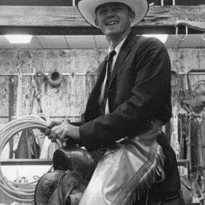 N.C. State quarterback Jim Rossi in a saddle