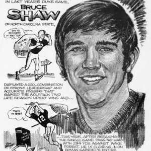 North Carolina State quarterback Bruce Shaw cartoon profile