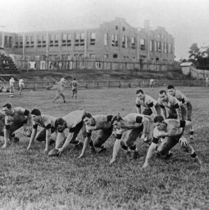 Football team in Riddick Field