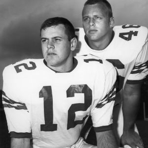 Football co-captains Bill James and Gary Rowe in stadiums