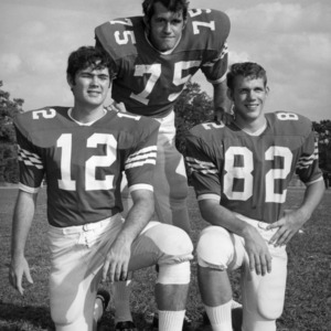 N. C. State football players Tommy Land, John Morris, and Dan Hunter
