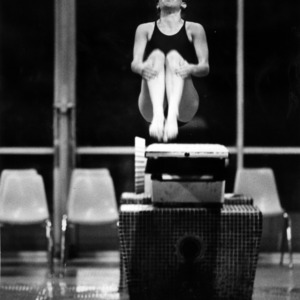 N. C. State swim team member Susan Gornak in mid-dive