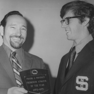 N. C. State Rifle Team head coach Les Aldrich and All-American Frank Sweeney