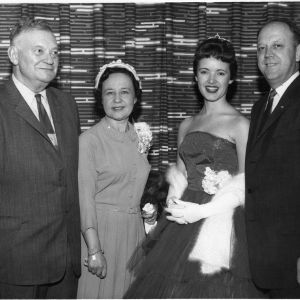 Dairy Princess, Connie Hobby of New Bern, with three unidentified people