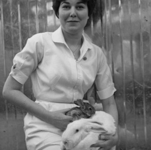 Donna Johnson with rabbits