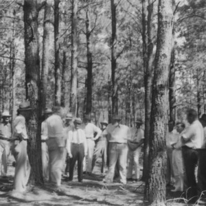 Farmers inspecting a timber thinning demonstration on farm of Joe Haywood, Richmond County