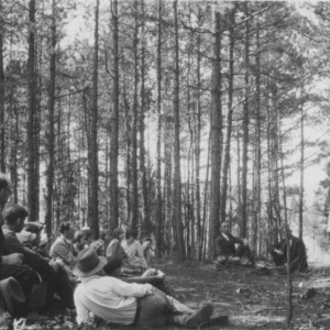Rowan County farmers and their children at a woods meeting, G.H. Collingwood of Washington, D.C. speaking
