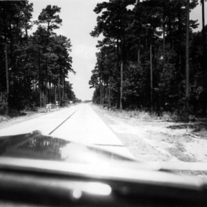 View of road from car